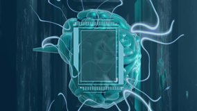 Animation of human brain, ai text and mathematical data processing. Global artificial intelligence, science, connections, computing and data processing concept digitally generated video. - Powered by Shutterstock - Get 15% off with code: PIKWIZARD15