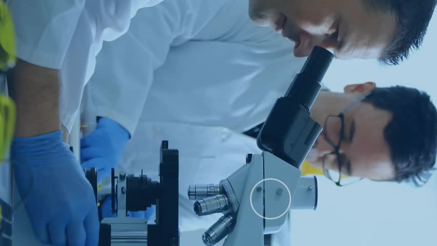 Animation of network of connections over diverse male scientists working in lab. Global science, connections and digital interface concept digitally generated video. - Powered by Shutterstock - Get 15% off with code: PIKWIZARD15