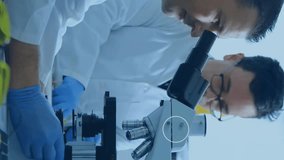 Animation of network of connections over diverse male scientists working in lab. Global science, connections and digital interface concept digitally generated video. - Powered by Shutterstock - Get 15% off with code: PIKWIZARD15