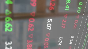 Animation of stock market and diagrams over empty office. Technology, business and digital interface concept digitally generated video. - Powered by Shutterstock - Get 15% off with code: PIKWIZARD15