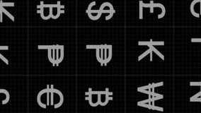 Animation of currency symbols and data processing over neon sports field. Global connections, computing and data processing concept digitally generated video. - Powered by Shutterstock - Get 15% off with code: PIKWIZARD15