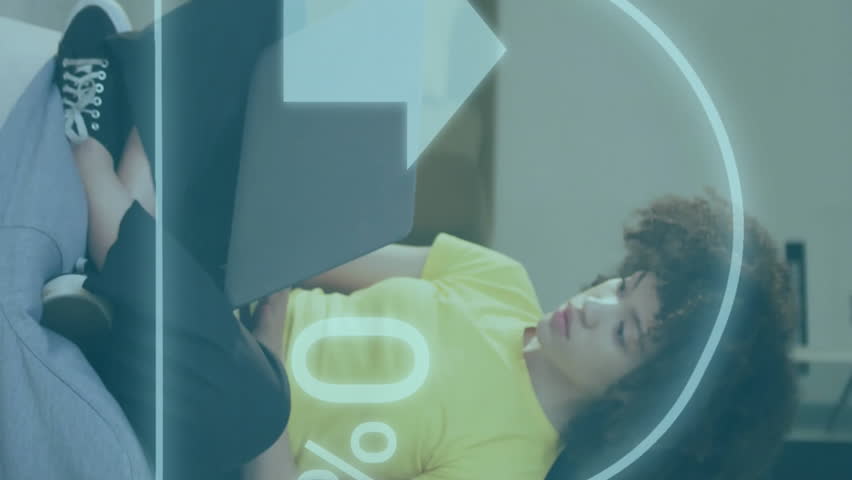 Animation of cloud with percent growing over african american businesswoman using laptop. Global finance, business, connections, cloud computing and data processing concept digitally generated video. - Powered by Shutterstock - Get 15% off with code: PIKWIZARD15