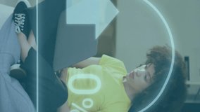 Animation of cloud with percent growing over african american businesswoman using laptop. Global finance, business, connections, cloud computing and data processing concept digitally generated video. - Powered by Shutterstock - Get 15% off with code: PIKWIZARD15