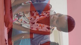 Puerto Rican flag animation over family studying together at kitchen table. multicultural, education, heritage, Puerto Rico - Powered by Shutterstock - Get 15% off with code: PIKWIZARD15