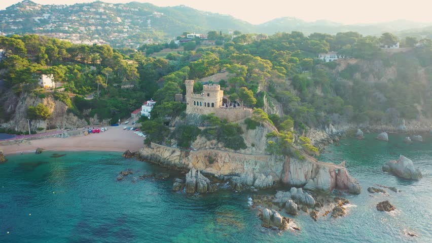 Aerial 4K video from drone to castell d