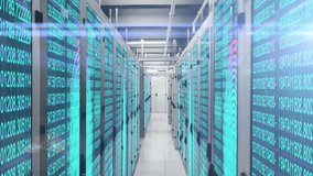 Opening server rack corridor streaming binary code floating icons drifting visualizing data flow. Digital, futuristic, technology, cybersecurity, network, innovation, data - Powered by Shutterstock - Get 15% off with code: PIKWIZARD15