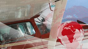 pilot scanning panel adjusting throttle while globe code overlay sweeping cockpit prepping next leg. Aviation, flight, cockpit, technology, digital, adventure, travel - Powered by Shutterstock - Get 15% off with code: PIKWIZARD15