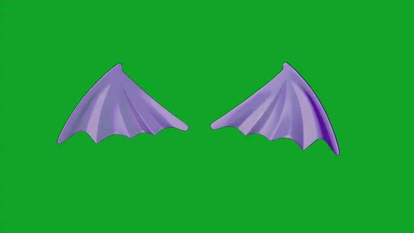 Purple Bat Wings on Green Screen Background for Special Effects