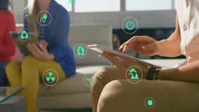 Team tapping tablets causing icons fading, lines radiating and network forming to visualize data. Technology, collaboration, digital, data, connectivity, innovation, modern - Powered by Shutterstock - Get 15% off with code: PIKWIZARD15