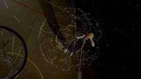 Player initiating jump, digital sphere forming around torso moving ball through hoop in sports tech. Athlete, competition, innovation, futuristic, motion, training, dynamic - Powered by Shutterstock - Get 15% off with code: PIKWIZARD15