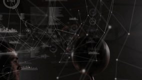 male athlete raising basketball to finger spinning while generating tech data overlays. Athlete, performance, biomechanics, innovation, modern, dynamic, precision - Powered by Shutterstock - Get 15% off with code: PIKWIZARD15