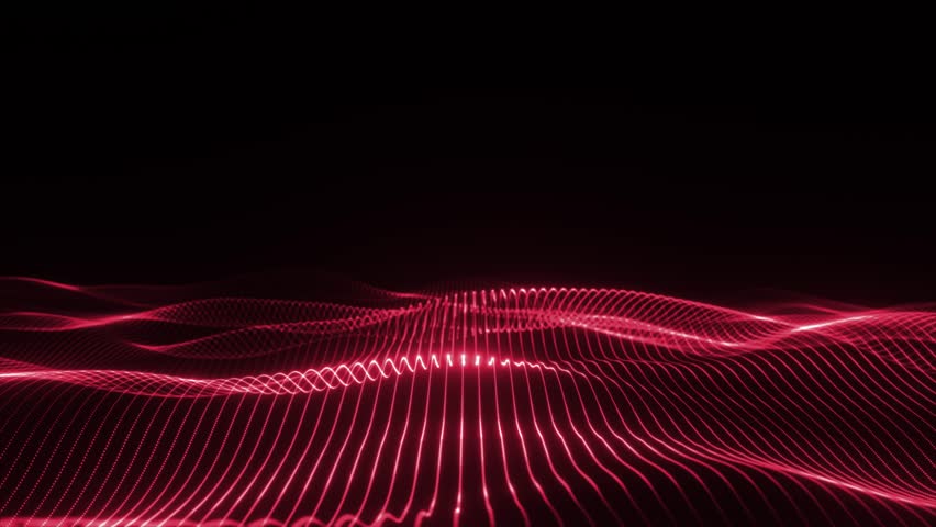 Smooth red digital waves on a black background. 4K animation for tech visuals or futuristic data environments