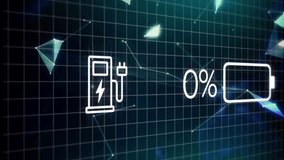 Eco charging display starting gauge cycling from 9% through 100% to 13% with rotating globe. Technology, sustainability, innovation, digital, energy, futuristic, connectivity - Powered by Shutterstock - Get 15% off with code: PIKWIZARD15