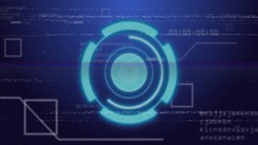 Glowing cyan HUD appearing and rotating rings with loading bar indicating diagnostic status. Futuristic, cybernetic, technology, interface, digital, diagnostic, abstract - Powered by Shutterstock - Get 15% off with code: PIKWIZARD15