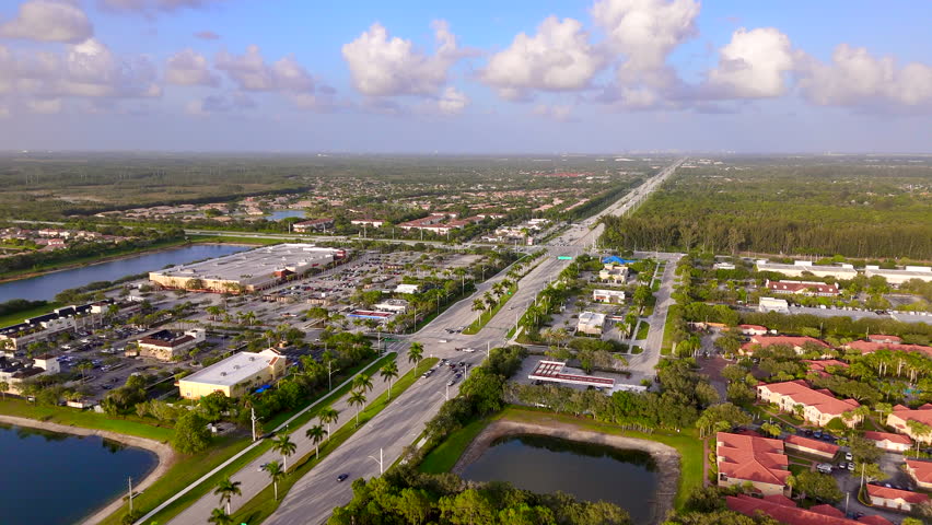 Aerial video Target shopping plaza West Palm Beach Florida