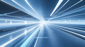 Responding to signal camera racing through digital tunnel, with streaming beams and floating icons. Futuristic, technological, abstract, speed, digital, neon, AI-generated - Powered by Shutterstock - Get 15% off with code: PIKWIZARD15