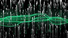 Neon-green waveform line appearing and oscillating, splitting and pulsing, visualizing data streams. Digital, cybersecurity, abstract, futuristic, technology, animation, data - Powered by Shutterstock - Get 15% off with code: PIKWIZARD15