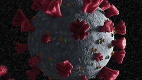 Animation of covid 19 cell and dna strand spinning over black background. global covid 19 pandemic concept digitally generated video. - Powered by Shutterstock - Get 15% off with code: PIKWIZARD15