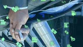 Animation of data processing over businessman handshake. Global business success connections and digital interface concept digitally generated video. - Powered by Shutterstock - Get 15% off with code: PIKWIZARD15