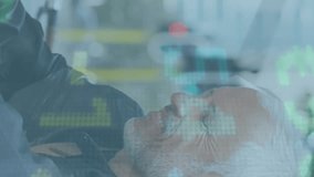 Animation of financial data processing over senior caucasian man using smartphone. Global business, finances and digital interface concept, digitally generated video. - Powered by Shutterstock - Get 15% off with code: PIKWIZARD15