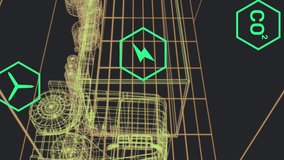 Animation of digital car interface and eco icons over 3d model of car. Global engineering, digital interface, business, computing and data processing concept digitally generated video. - Powered by Shutterstock - Get 15% off with code: PIKWIZARD15