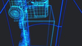 Animation of multiple digital icons over 3d truck model moving in seamless pattern in a tunnel. Automobile engineering and sustainable energy concept - Powered by Shutterstock - Get 15% off with code: PIKWIZARD15