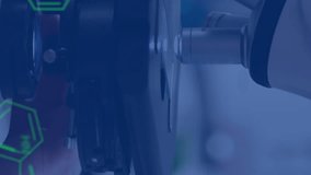 Animation of molecular structure and programming language over microscope in laboratory. Digital composite, coding, data processing, medical, scientific experiment, research and technology. - Powered by Shutterstock - Get 15% off with code: PIKWIZARD15