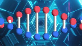 Animation of dna strand over digital tunnel. global business and digital interface concept digitally generated video. - Powered by Shutterstock - Get 15% off with code: PIKWIZARD15