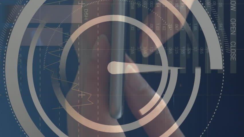 Animation of clock and statistics processing over globe. Digital interface technology and communication concept digitally generated video. - Powered by Shutterstock - Get 15% off with code: PIKWIZARD15