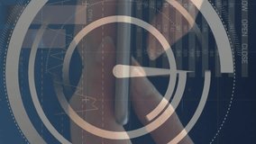 Animation of clock and statistics processing over globe. Digital interface technology and communication concept digitally generated video. - Powered by Shutterstock - Get 15% off with code: PIKWIZARD15