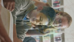 Animation of multiracial students studying over digital tablet over trading board and graphs. Digital composite, multiple exposure, education, investment, data, childhood, e-learning, technology. - Powered by Shutterstock - Get 15% off with code: PIKWIZARD15