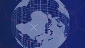 Animation of infographic data processing with globe on digital interface. Digital composite, artificial intelligence, communication, cloud computing, development, technology. - Powered by Shutterstock - Get 15% off with code: PIKWIZARD15