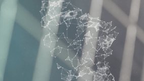 Animation of dna strand over grid on blue background. Global science, connections, computing and data processing concept digitally generated video. - Powered by Shutterstock - Get 15% off with code: PIKWIZARD15