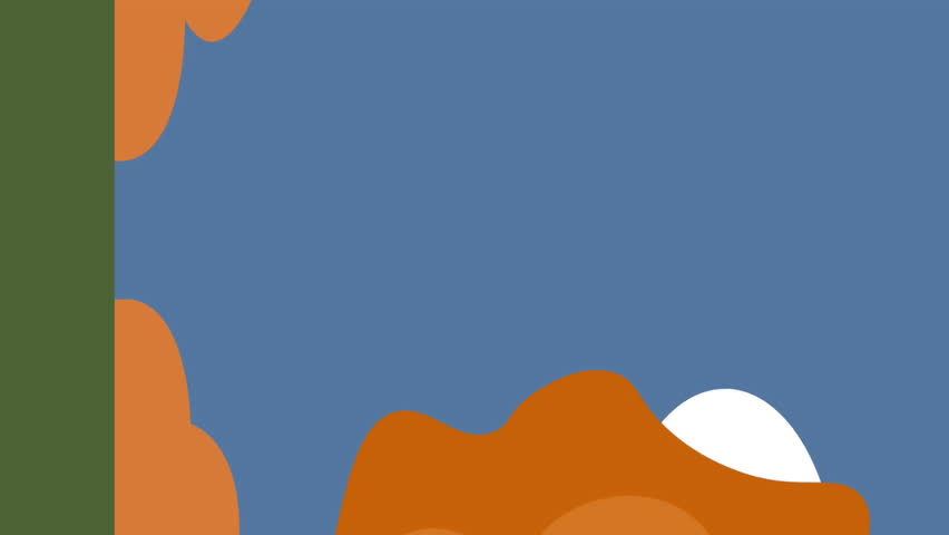 Animation of fox sitting on tree trunk with autumn leaves and autumn scenery. autumn, fall, season, nature, pattern and colour concept digitally generated video.