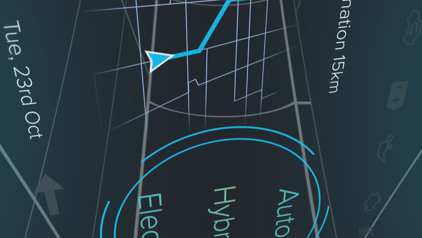 Dashboard display showing navigation and speed, futuristic electric car animation. technology, innovation, digital, interface, vehicle - Powered by Shutterstock - Get 15% off with code: PIKWIZARD15