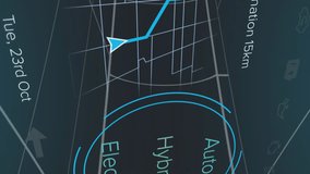 Dashboard display showing navigation and speed, futuristic electric car animation. technology, innovation, digital, interface, vehicle - Powered by Shutterstock - Get 15% off with code: PIKWIZARD15