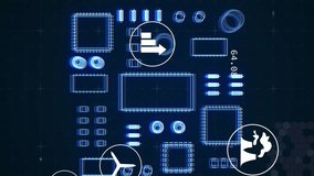 Digital cityscape with environmental icons and data processing animation overlay. Technology, innovation, sustainability, data visualization, smart city, network - Powered by Shutterstock - Get 15% off with code: PIKWIZARD15