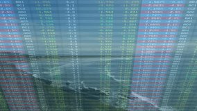 At start semi-transparent finance data overlay updating values over coast showing market trends. Financial, ocean, digital, interface, dynamic, abstract, professional - Powered by Shutterstock - Get 15% off with code: PIKWIZARD15