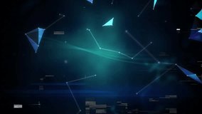 Scattering shards and nodes pulsing assembling into rotating wireframe globe mapping network. Futuristic, abstract, digital, technology, network, holographic, cyber - Powered by Shutterstock - Get 15% off with code: PIKWIZARD15