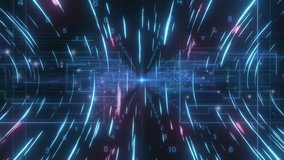 Central glow sending cyan beams fading grid shifting digits flickering pink sparks creating tunnel. Abstract, digital, futuristic, technology, neon, motion, sci-fi - Powered by Shutterstock - Get 15% off with code: PIKWIZARD15