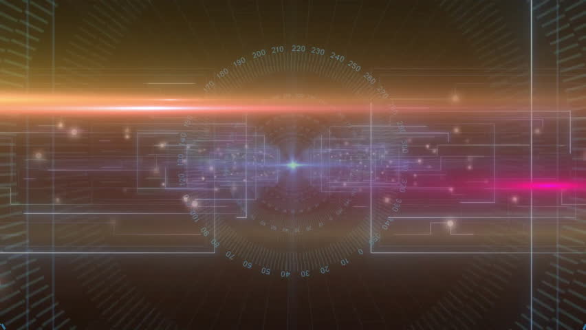 Glowing beam sweeping triggers display forming circuitry and rotating scale visualizing diagnostics. Futuristic, technology, interface, digital, glowing, innovation, cyber - Powered by Shutterstock - Get 15% off with code: PIKWIZARD15