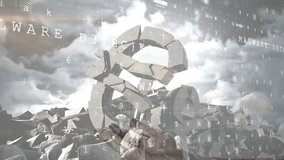 Symbol solidifying triggers code streaming, warning messages fading and showing ransomware threat. Cryptocurrency, digital, cyber security, blockchain, data, technology, financial - Powered by Shutterstock - Get 15% off with code: PIKWIZARD15