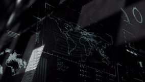 Glowing world map initiating data visualization, rising graph, sliding band, scrolling code. Digital, futuristic, sleek, analytics, technology, interface, data - Powered by Shutterstock - Get 15% off with code: PIKWIZARD15