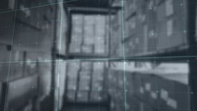 Teal grid overlay fading in and rotating across corridor while particles drifting for mapping. Industrial, futuristic, abstract, technology, data, innovation, minimalist - Powered by Shutterstock - Get 15% off with code: PIKWIZARD15