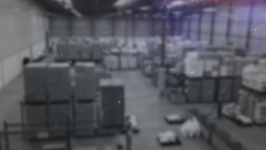 Sensor noise activating digital overlay tracing lines mapping pallet stacks for stock scan. Technology, logistics, warehouse, data visualization, automation, industrial, futuristic - Powered by Shutterstock - Get 15% off with code: PIKWIZARD15