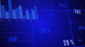 Starting with globe rotating eastward on blue grid shifting bar charts pie chart updating analytics. Technology, data visualization, financial, analytical, motion graphics, corporate, modern - Powered by Shutterstock - Get 15% off with code: PIKWIZARD15