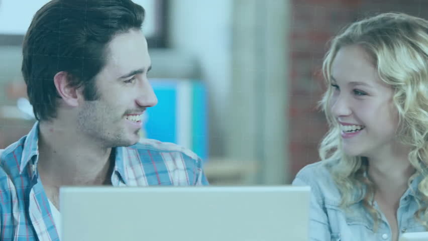 Clicking play on laptop, father and daughter reacting to audio bars rising, changing for tech demo. Technology, mentorship, collaboration, digital, innovation, modern, communication
