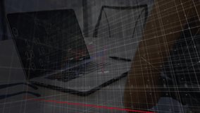 Laptop receiving business metrics input and generating 3D bar chart line graphs arrow code panel. Data visualization, analytics, digital interface, financial data, graphical display, technology, - Powered by Shutterstock - Get 15% off with code: PIKWIZARD15