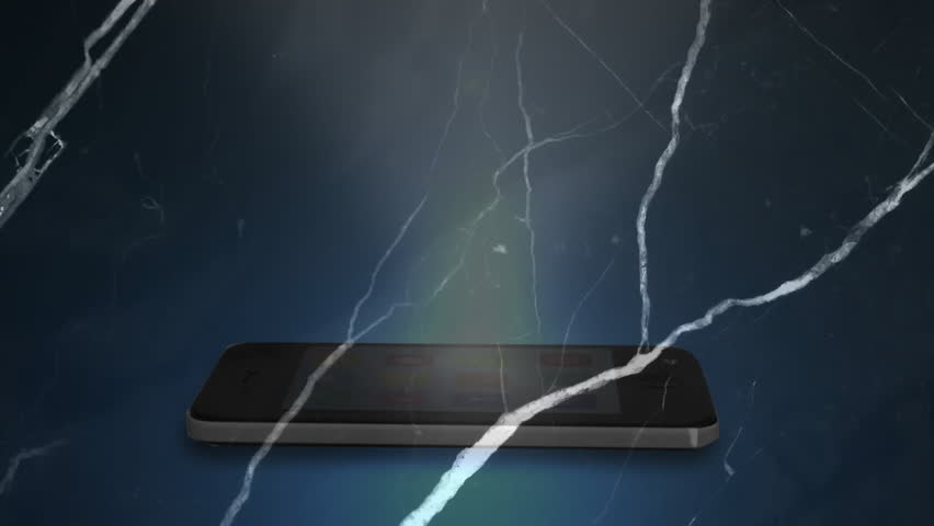 Flickering crack lines sparking vibrant 3D cube icons forming on smartphone rising into app column. Technology, digital, innovation, futuristic, abstract, animation, interface