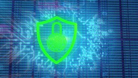 At animation start shield shifting pulsing fingerprint forming neon 5G text showing secure network. Cybersecurity, digital, futuristic, technology, encryption, connectivity, security - Powered by Shutterstock - Get 15% off with code: PIKWIZARD15